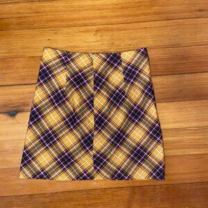 Bershka Pencil Purple Yellow Plaided Skirt